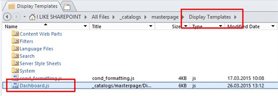 Display Templates - Dashboards