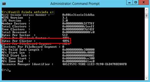SQL Drive Cluster Size