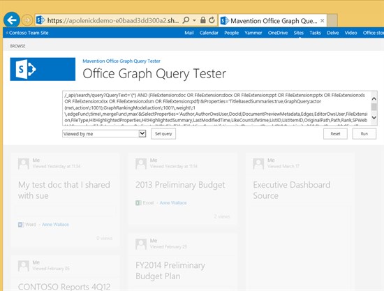 OFFICE GRAPH QUERY TESTER