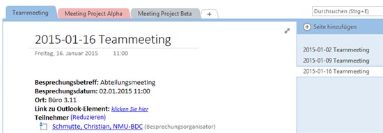 Head of Meeting Notebook in OneNote