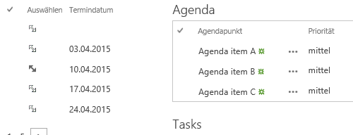 Agenda Items for a Specific Date
