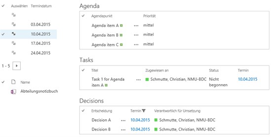 Tasks & Decisions in SharePoint after the Meeting