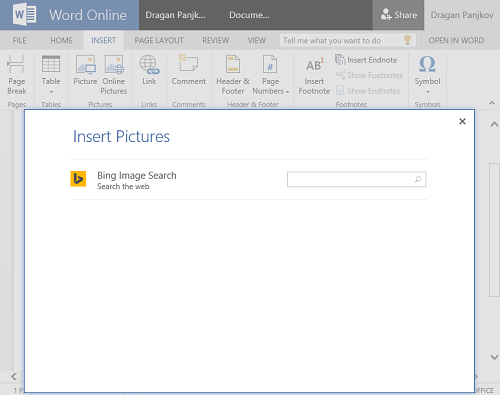 OneDrive for Business O365-Insert Online Picture