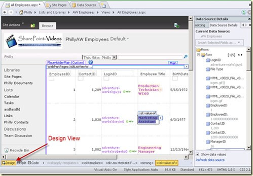 SharePoint Designer 2013 Data View Web Part, List View Web Part – Design View is Gone