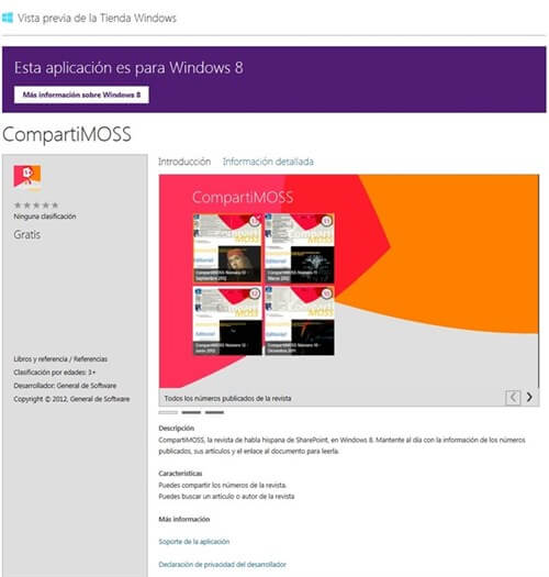 CompartiMOSS available in Windows 8