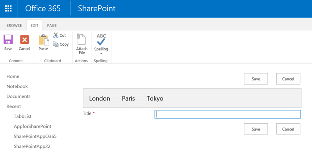 Create tab in Office 365 SharePoint List