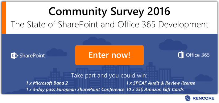 The State of SharePoint and Office 365 Development: complete the survey for a chance to win European SharePoint Conference tickets and more!