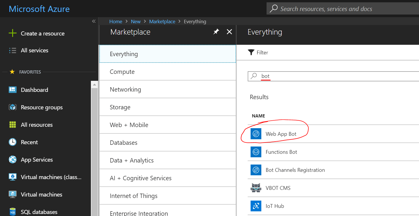 Create a Bot via Azure