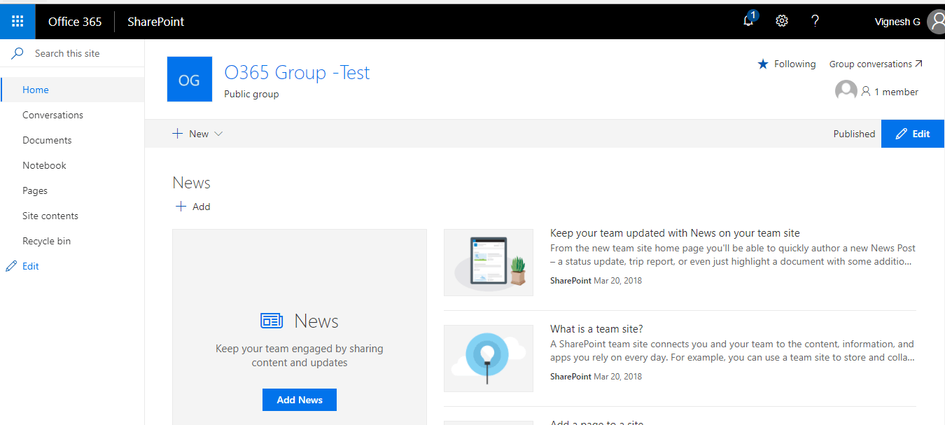 SharePoint group site