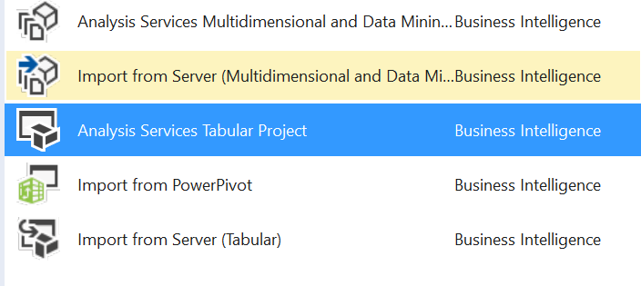 Analysis Services Tabular Project