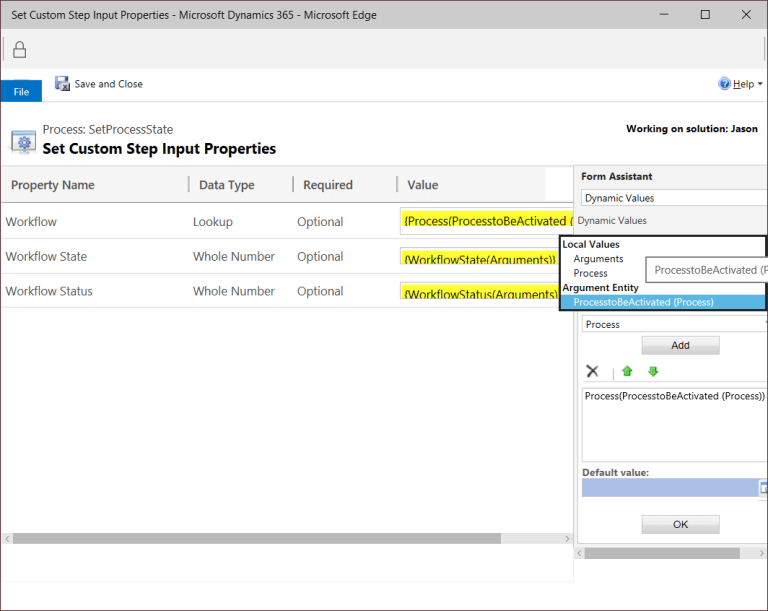 Set Custom Step Input Properties