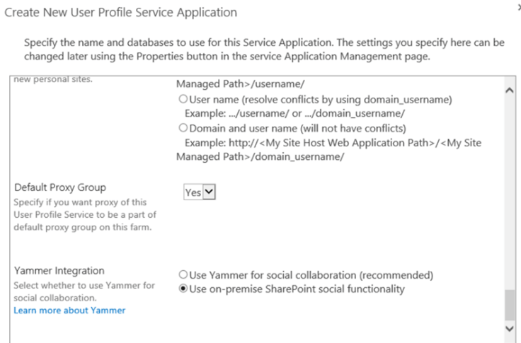 Create New User Profile Service Application