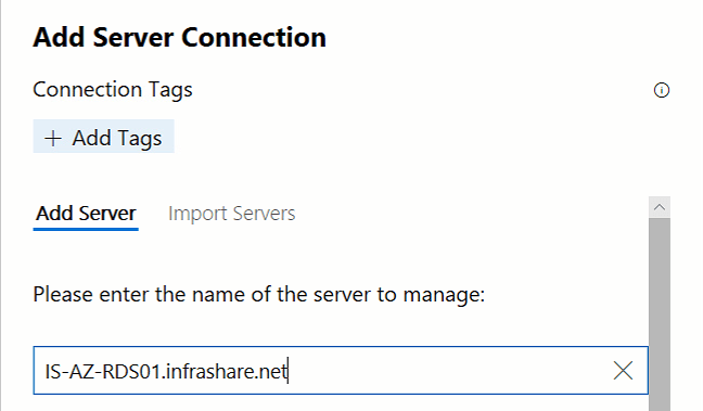 Add Server Connection