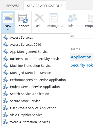 All sorts of service applications in SharePoint 2019