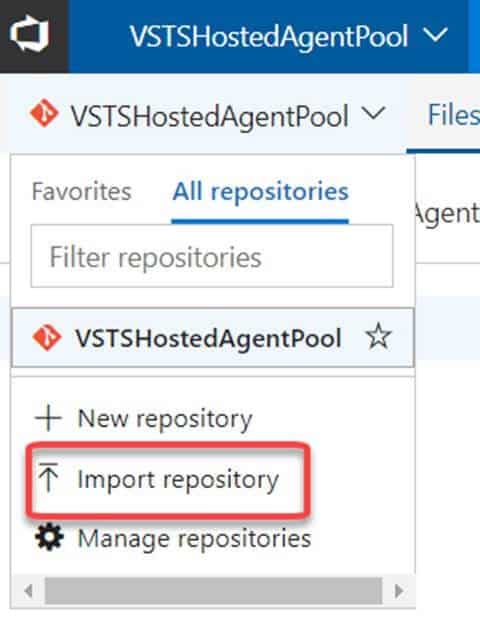 VSTS allows you to import external repositories into your project