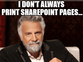 Printing a Modern Experience SharePoint Page