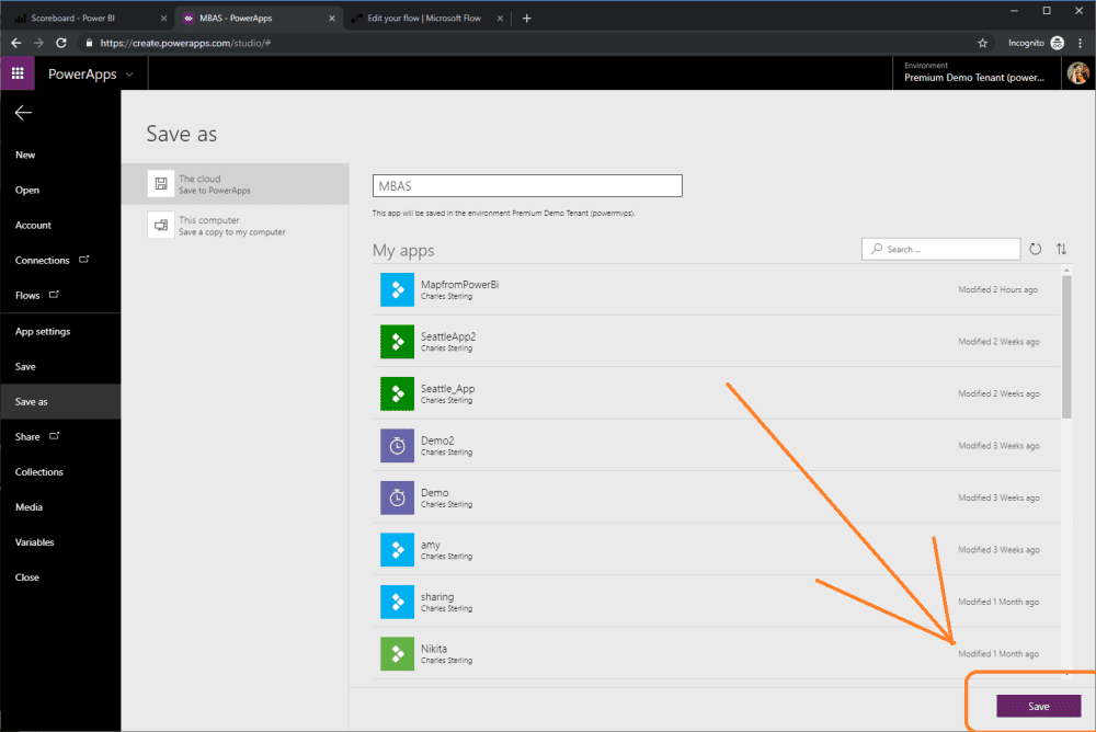 Integrating PowerApps, Power BI and Flow