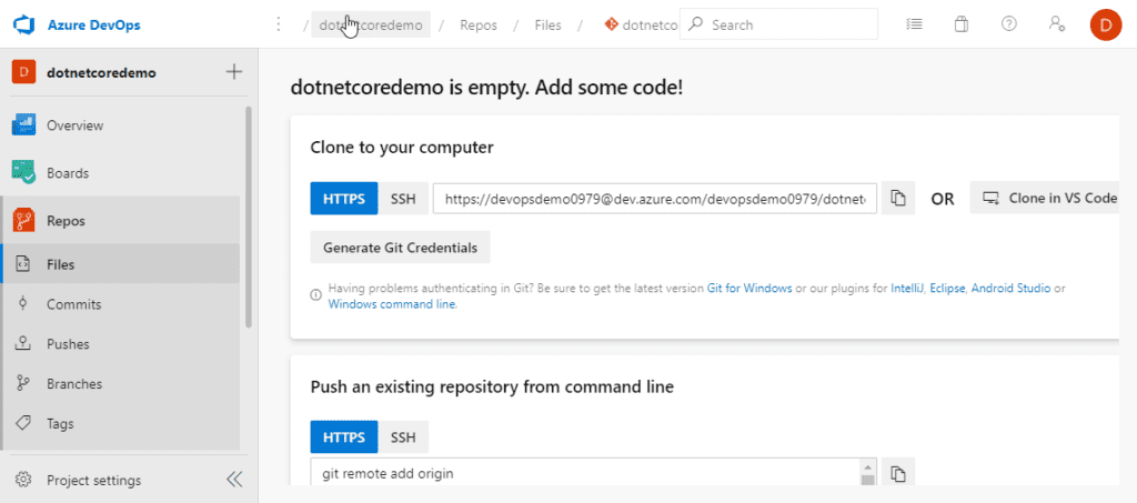 Getting started with git and azure devops