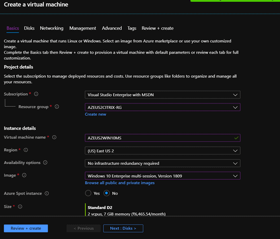 Azure VM image