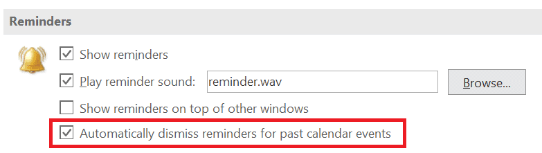 outlook 2016 reminders keep popping up after dismissing