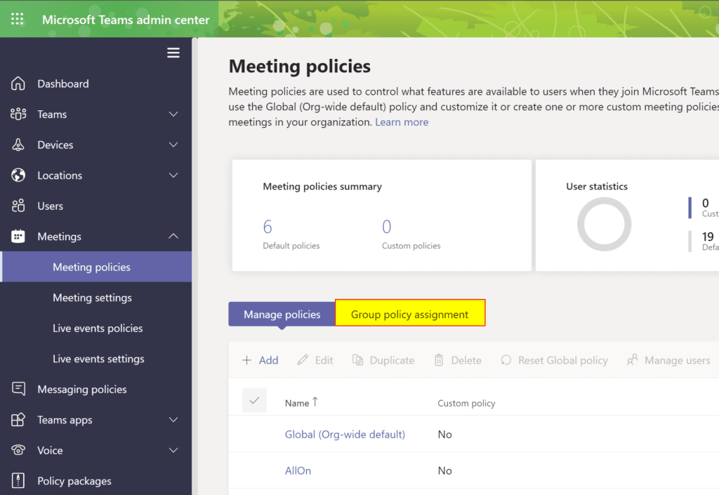 Assign Teams policies by group