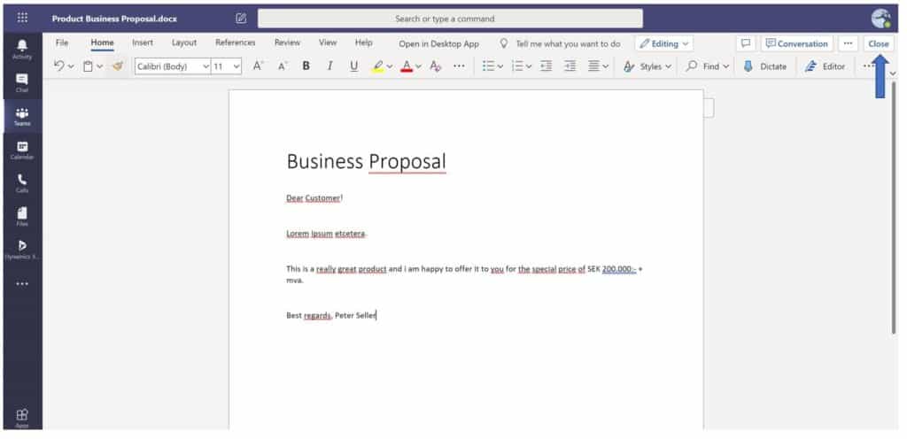 Easy Use of Office Document templates in Microsoft Teams