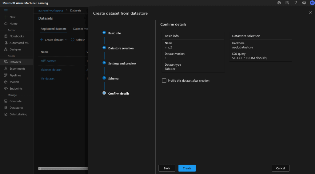 Connecting Azure SQL server with Azure Machine Learning