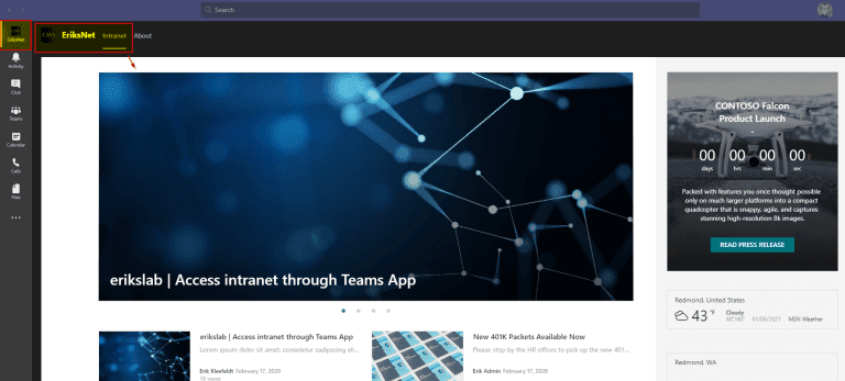 Attach a SharePoint Online site as a Microsoft Teams app to the Microsoft Teams navigation bar