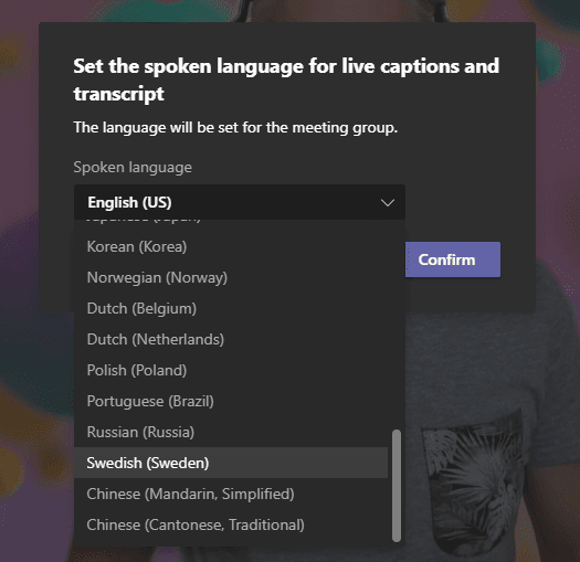 Additional languages for captions and transcription