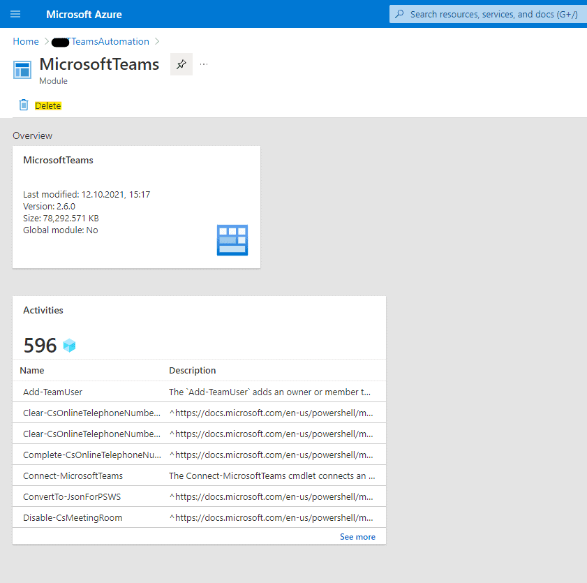 How to downgrade the Microsoft Teams module in your Azure Automation account