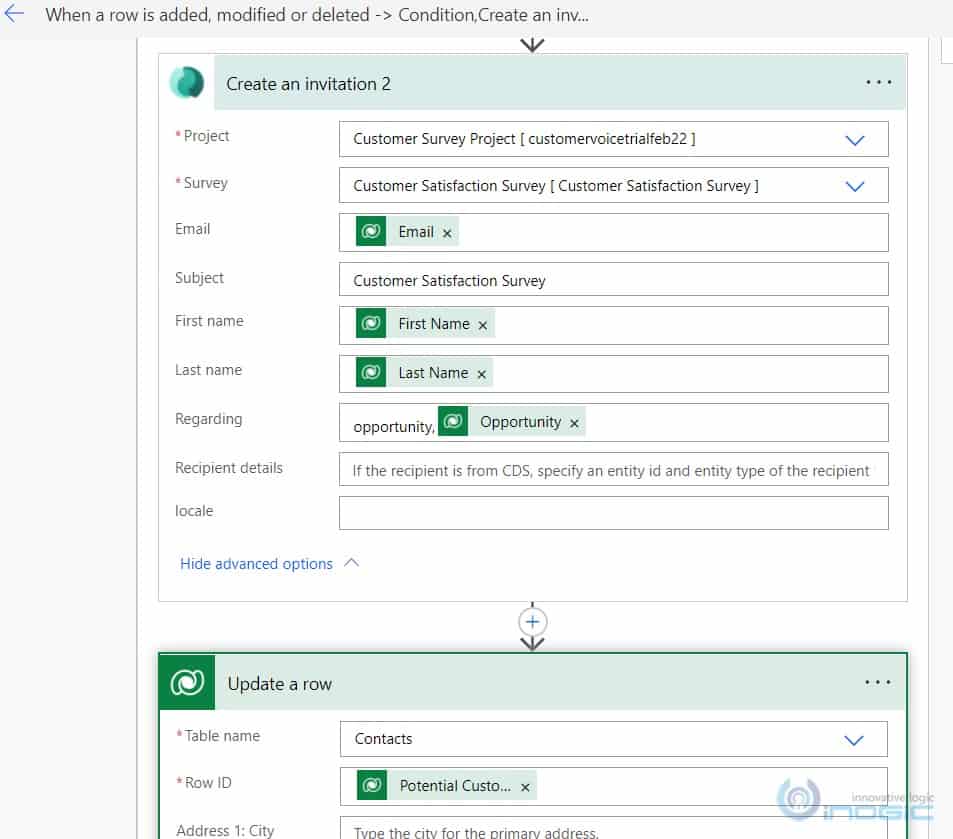 How to use Invitation Id of Customer Voice Survey Invitation in Power Automate Flow