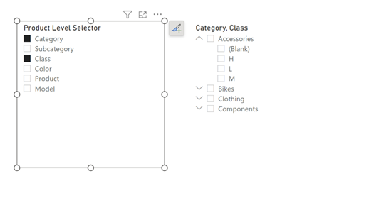 product level selector