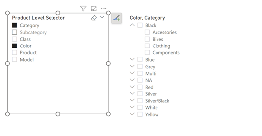 product level selector