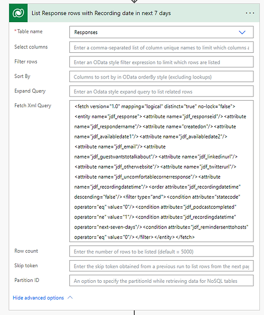 Steps for the Power Automate cloud flow