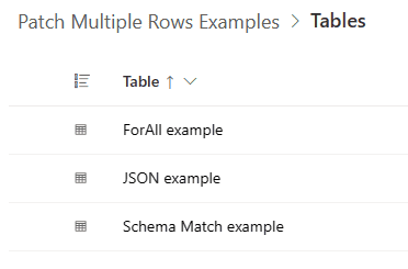 Dataverse tables