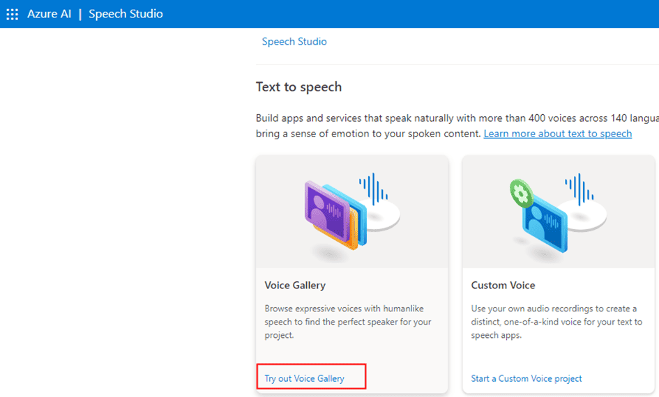 Azure AI speech studio