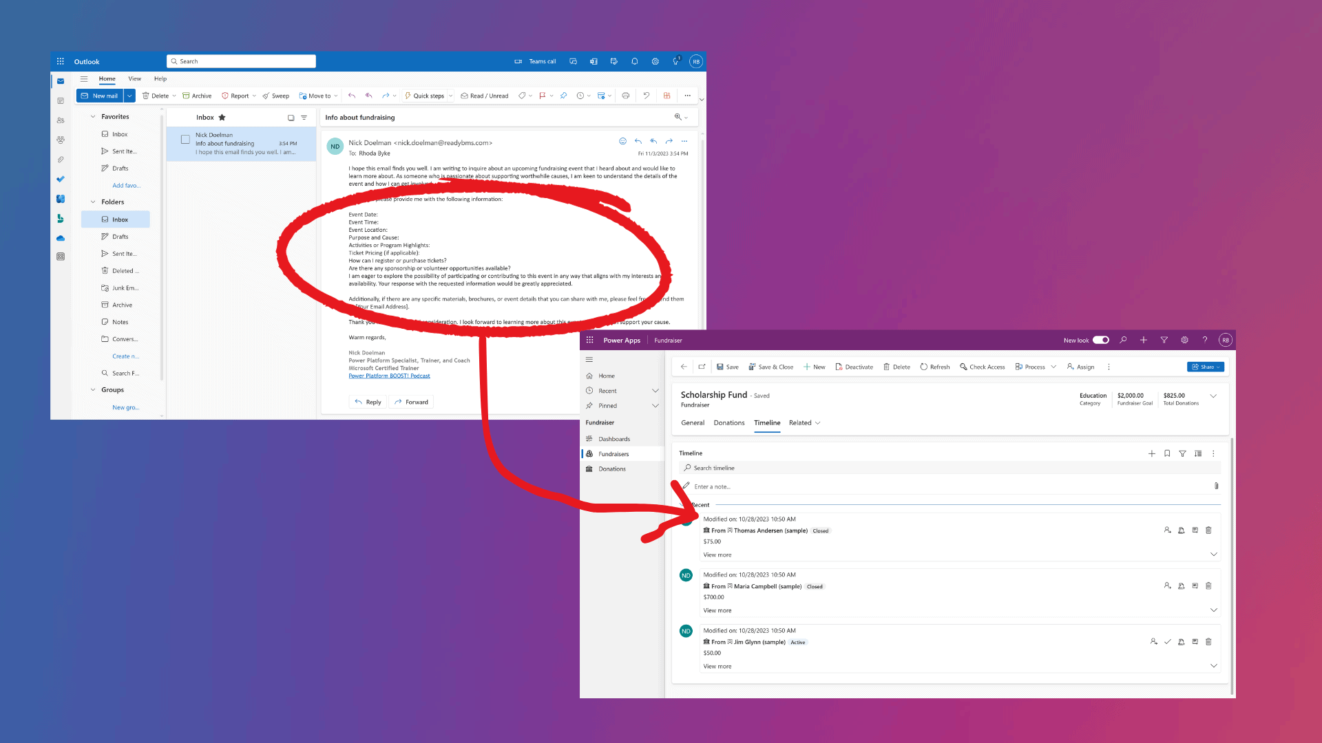 Connecting Microsoft Outlook to model-driven Power Apps