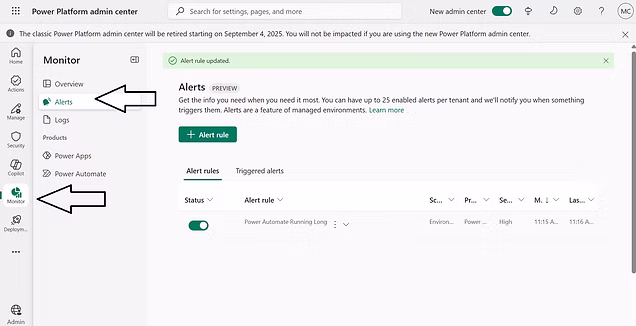 Power Platform Alerts -Finding the failures