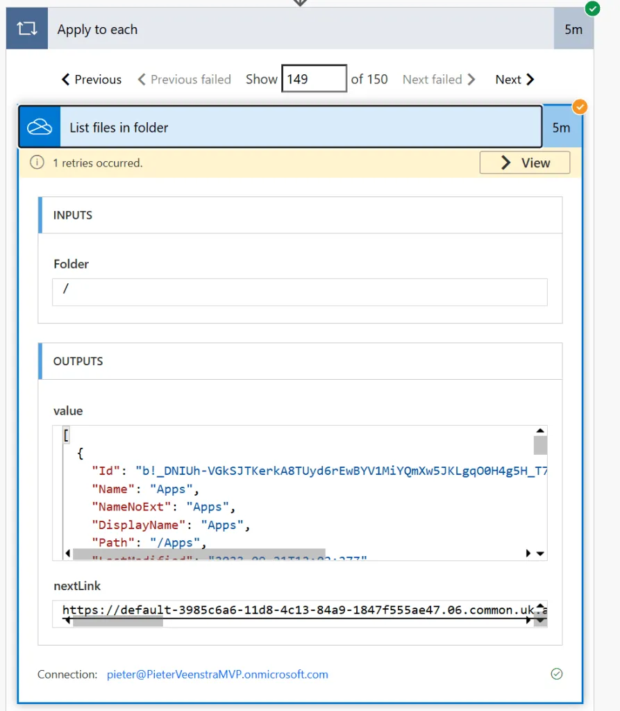 Default retry settings in Power Automate