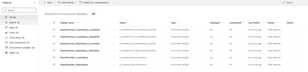 Power Platform environment variables, default vs current values